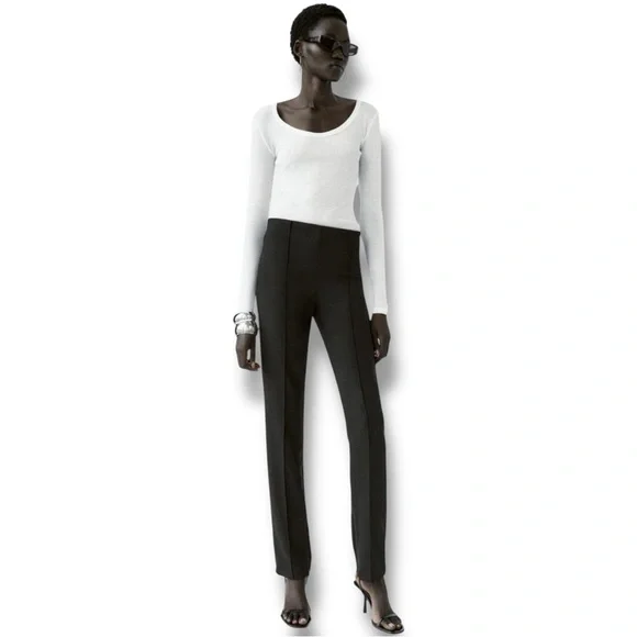 ZARA High Waist Slit Leggings Pants Black Size M NWT - Picture 7 of 7